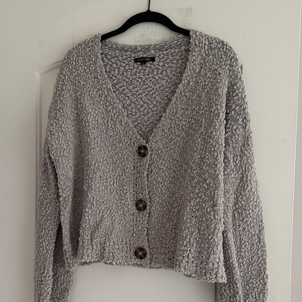 Papermoon Gray Button-Up Cardigan